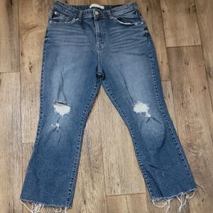 Ella Moss Straight Leg Distressed Blue Jeans
